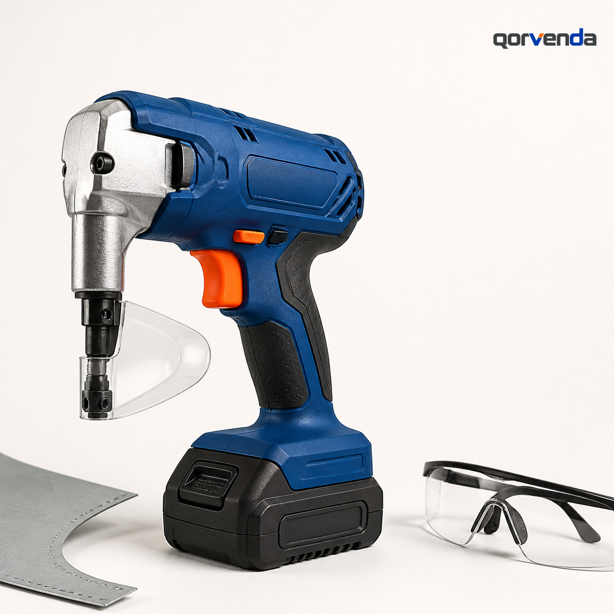 QORVENDA 20V Cordless Sheet Metal Nibbler – Curved & Straight Cutting Tool Kit